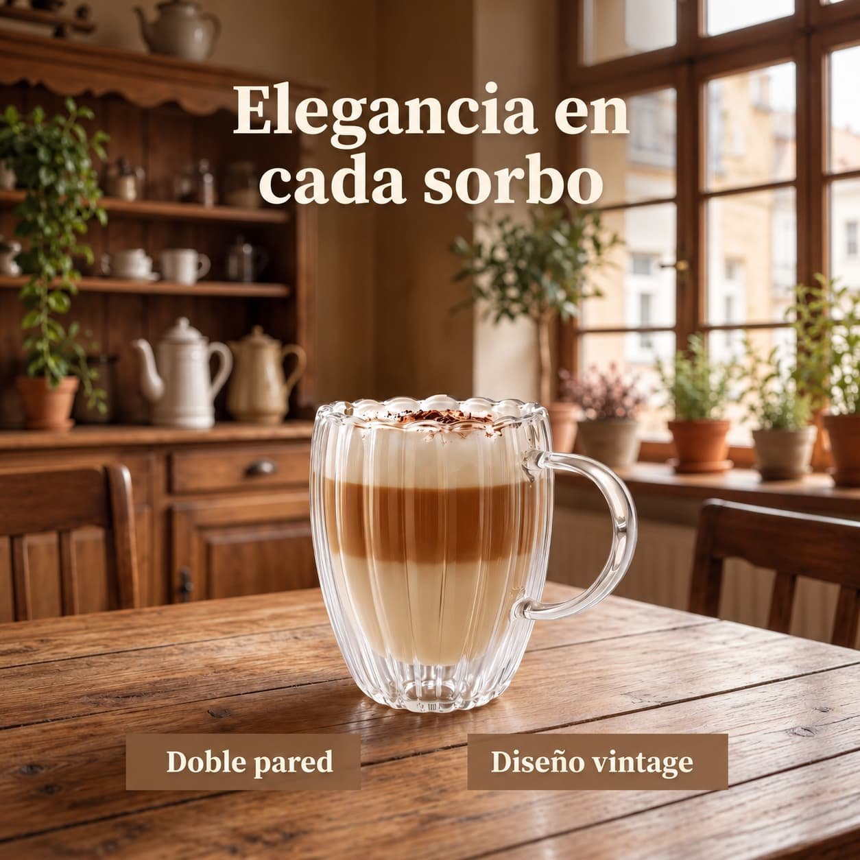 Taza de Vidrio Doble Pared Acanalada – 350 ml - Imagen 4